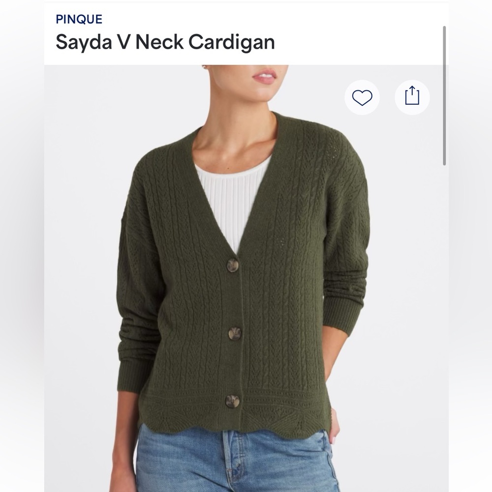 Women's V-Neck Cardigan in Olive